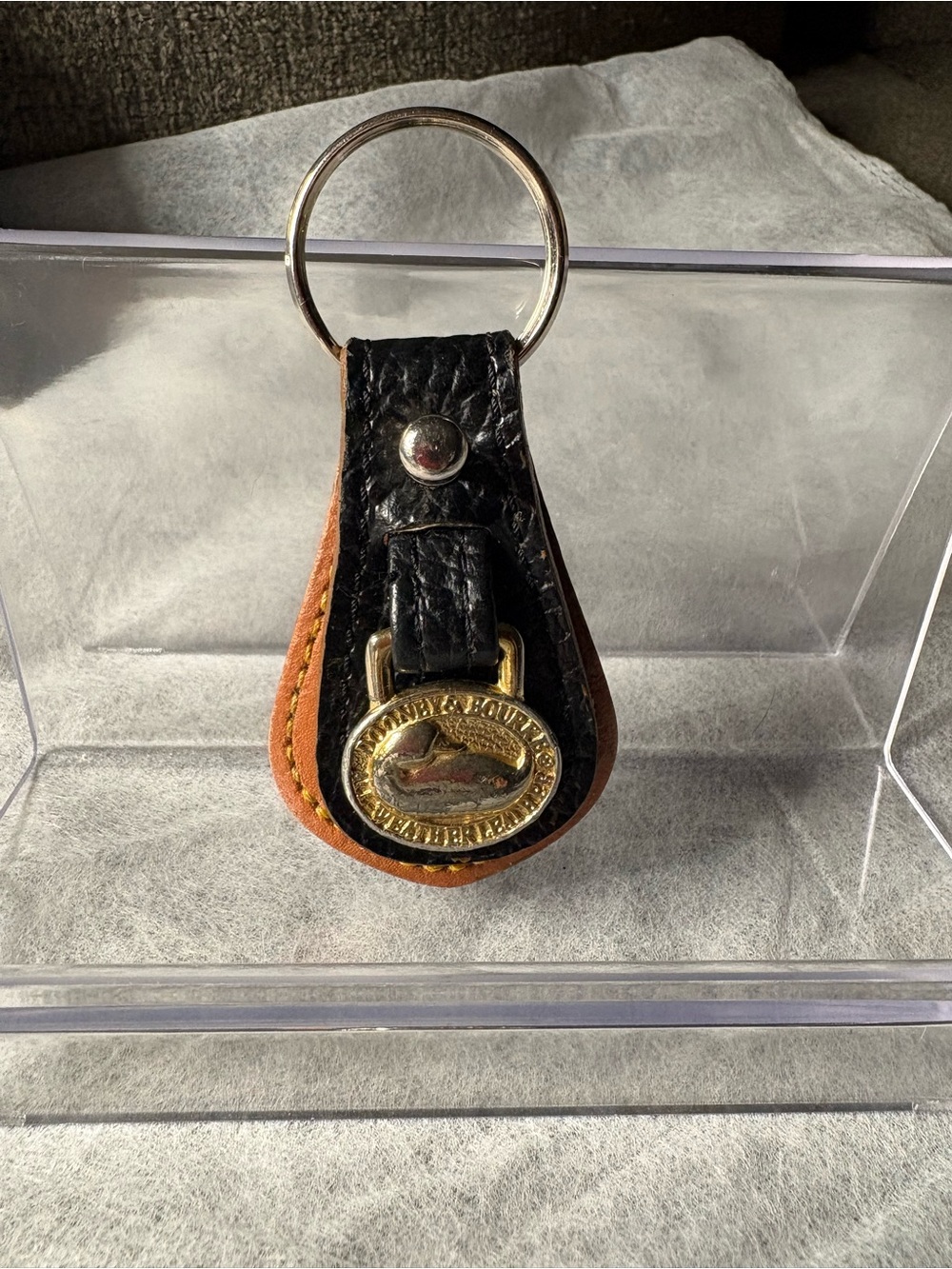Vintage Dooney & Bourke AWL Duck Key Fob Keychain Black British Tan